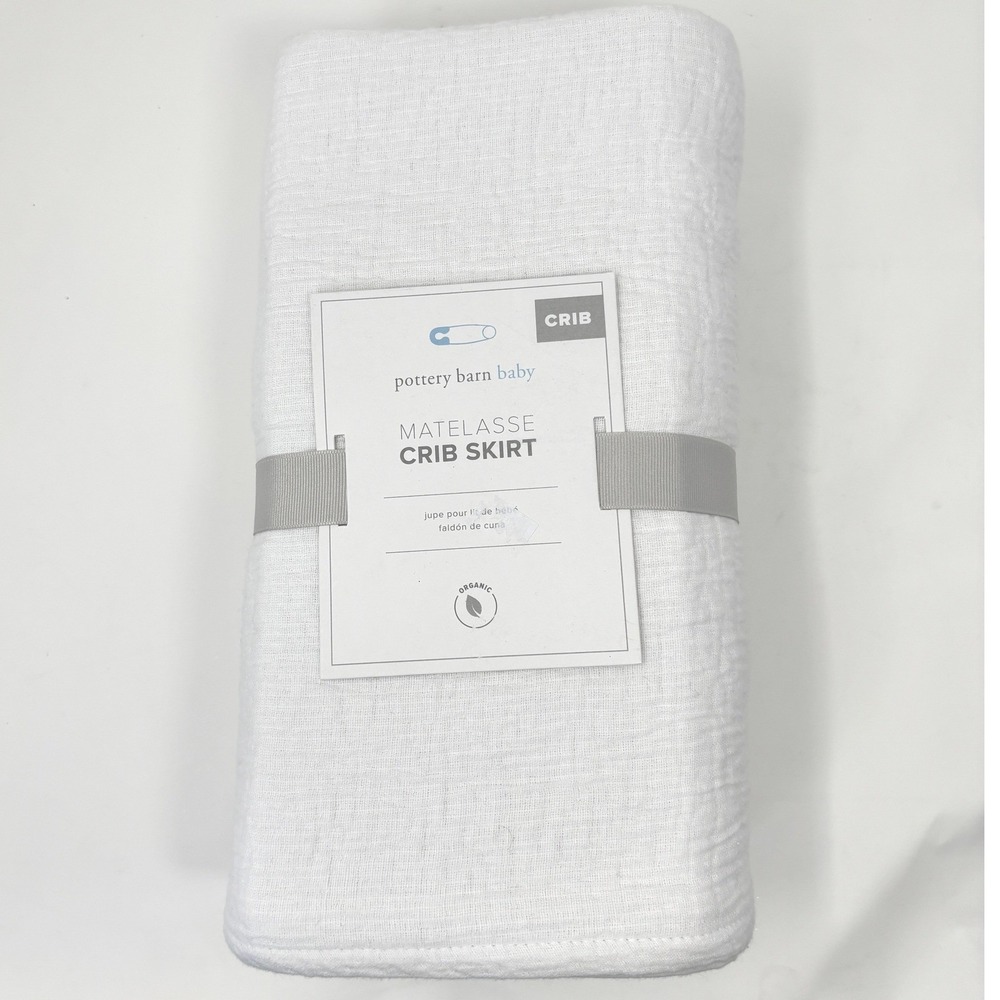 Pottery Barn Baby Crib Sheet Matelasse White Organic Cotton - 28 x 52 NEW $89.